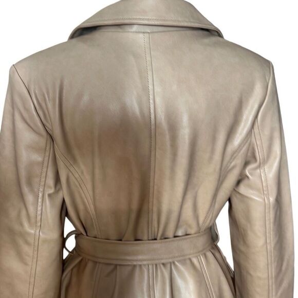 7 For All Mankind Vegan Faux Leather Trench Belted Coat NWT S - Picture 8 of 16